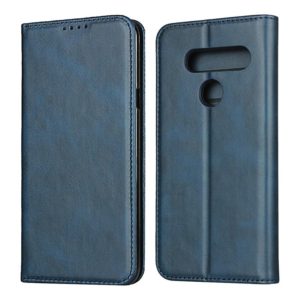For LG V40 ThinQ Calf Texture Magnetic Horizontal Flip Leather Case with Holder & Card Slots & Wallet(Blue) (OEM)