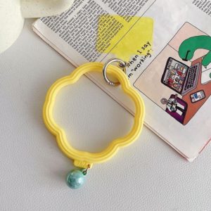 Flower-shaped Wave Phone Case Anti-lost Keychain Silicone Bracelet(Yellow) (OEM)