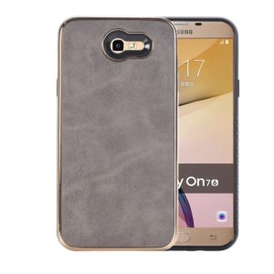 For Galaxy J7 (2017) (US Version) Crazy Horse Texture Electroplating Back Cover(Grey) (OEM)