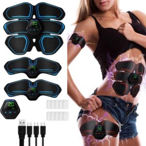 EMS Portable Abdomen Device Electric Abdominal Muscle Stickers with LCD Screen Display(Blue Line) (OEM)