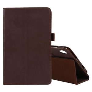 For Lenovo Tab M8 Litchi Texture Solid Color Horizontal Flip Leather Case with Holder & Pen Slot(Brown) (OEM)