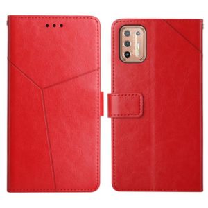For Motorola Moto G9 Plus Y Stitching Horizontal Flip Leather Phone Case with Holder & Card Slots & Wallet & Photo Frame(Red) (OEM)