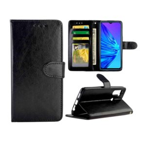 For OPPO Realme 5 Crazy Horse Texture Leather Horizontal Flip Protective Case with Holder & Card Slots & Wallet & Photo Frame(Black) (OEM)