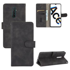 For OPPO Reno Ace / Realme X2 Pro Solid Color Skin Feel Magnetic Buckle Horizontal Flip Calf Texture PU Leather Case with Holder & Card Slots & Wallet(Black) (OEM)