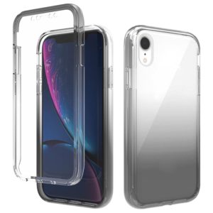 For iPhone XR Shockproof High Transparency Two-color Gradual Change PC+TPU Candy Colors Protective Case(Black) (OEM)