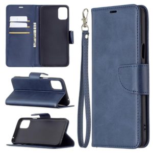 For LG K42 Retro Lambskin Texture Pure Color Horizontal Flip PU Leather Case with Holder & Card Slots & Wallet & Lanyard(Blue) (OEM)
