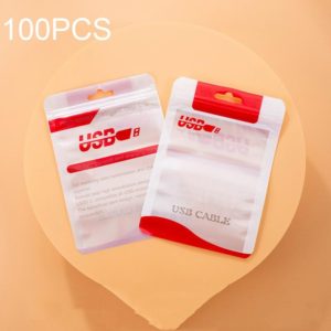100 PCS Data Cable Packaging Bag Plastic Sealing Bag, Size:10.5x15cm(Red) (OEM)