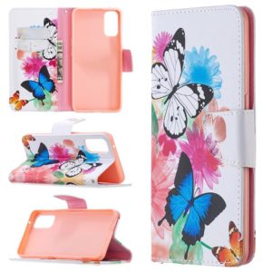 For OPPO Reno4 5G Colored Drawing Pattern Horizontal Flip Leather Case with Holder & Card Slots & Wallet(Butterfly) (OEM)