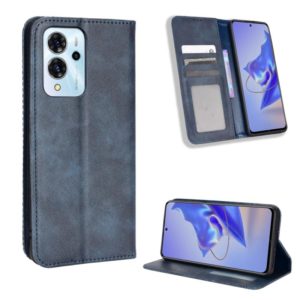 For ZTE Blade V40 Pro Magnetic Buckle Retro Texture Leather Phone Case(Blue) (OEM)