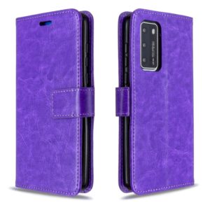 For Huawei P40 Crazy Horse Texture Horizontal Flip Leather Case with Holder & Card Slots & Wallet & Photo Frame(Purple) (OEM)