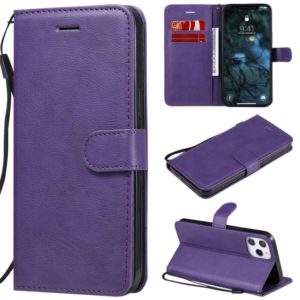 For iPhone 12 Pro Max Solid Color Horizontal Flip Protective Leather Case with Holder & Card Slots & Wallet & Photo Frame & Lanyard(Purple) (OEM)