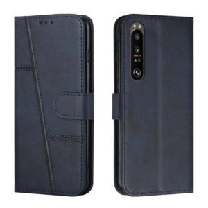 For Sony Xperia 1 III Stitching Calf Texture Buckle Leather Phone Case(Blue) (OEM)