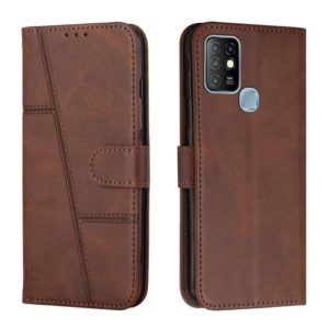 For Infinix Hot 10 Stitching Calf Texture Buckle Leather Phone Case(Brown) (OEM)