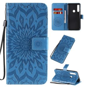 For Motorola Moto G Power Embossed Sunflower Pattern Horizontal Flip PU Leather Case with Holder & Card Slots & Wallet & Lanyard(Blue) (OEM)
