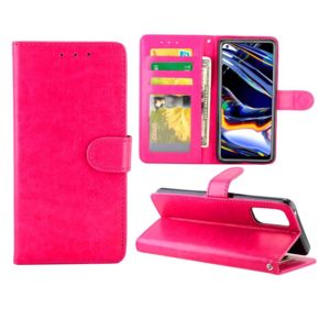 For OPPO Realme 7 Pro Crazy Horse Texture Leather Horizontal Flip Protective Case with Holder & Card Slots & Wallet & Photo Frame(Rose Red) (OEM)