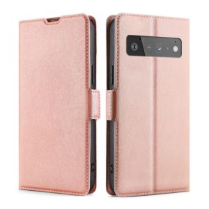 For Google Pixel 6 Pro Ultra-thin Voltage Side Buckle PU + TPU Horizontal Flip Leather Case with Holder & Card Slot(Rose Gold) (OEM)