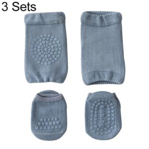 Summer Children Knee Pads Baby Floor Socks Baby Non-Slip Crawling Sports Protection Suit M 1-3 Years Old(Blue) (OEM)
