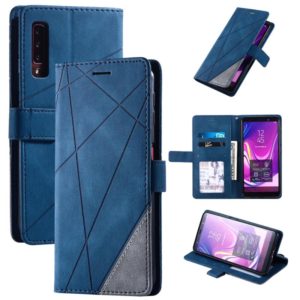 For Samsung Galaxy A7(2018) Skin Feel Splicing Horizontal Flip Leather Case with Holder & Card Slots & Wallet & Photo Frame(Blue) (OEM)