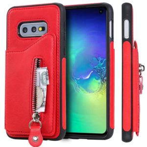 For Galaxy S10e Solid Color Double Buckle Zipper Shockproof Protective Case(Red) (OEM)