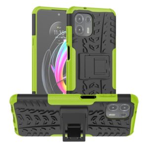 For Motorola Edge 20 Lite Tire Texture Shockproof TPU+PC Protective Case with Holder(Green) (OEM)