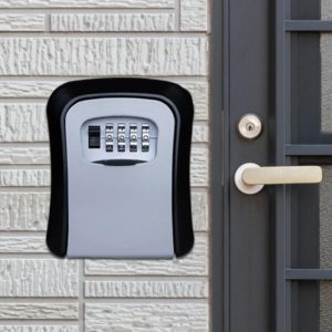 Password Lock Metal Storage Box Door Security Box Wall Cabinet Key Safety Box(Grey) (OEM)