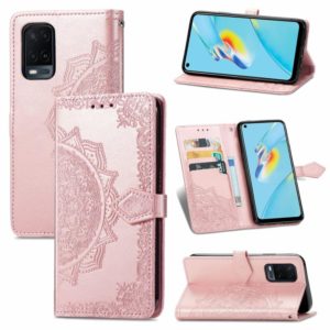 For OPPO A54 4G Mandala Embossing Pattern Horizontal Flip Leather Case with Holder & Card Slots & Wallet & Lanyard(Rose Gold) (OEM)