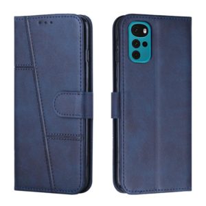 For Motorola Moto G22 Stitching Calf Texture Buckle Leather Phone Case(Blue) (OEM)