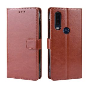 Retro Crazy Horse Texture Horizontal Flip Leather Case for Motorola One Action , with Holder & Card Slots & Photo Frame(Brown) (OEM)