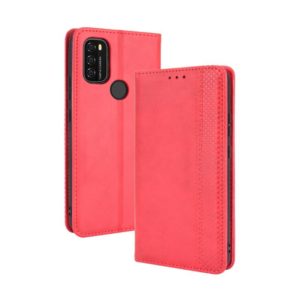 For Blackview A70 (2021) Magnetic Buckle Retro Crazy Horse Texture Horizontal Flip Leather Case with Holder & Card Slots & Photo Frame(Red) (OEM)