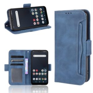 For Fujitsu Arrows We Skin Feel Calf Pattern Horizontal Flip Leather Case with Holder & Card Slots & Photo Frame(Blue) (OEM)