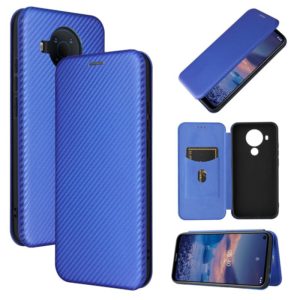For Nokia 5.4 Carbon Fiber Texture Horizontal Flip TPU + PC + PU Leather Case with Card Slot(Blue) (OEM)