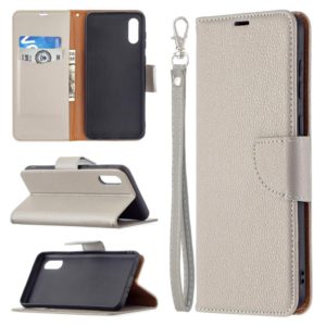 For Samsung Galaxy A02 Litchi Texture Pure Color Horizontal Flip Leather Case with Holder & Card Slots & Wallet & Lanyard(Gray) (OEM)