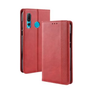 Magnetic Buckle Retro Texture Horizontal Flip Leather Case for Huawei nova 4, with Holder & Card Slots & Wallet (Red) (OEM)