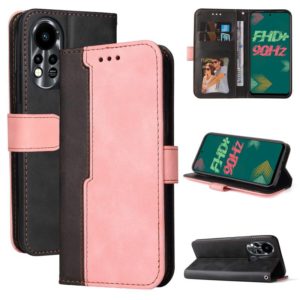 For Infinix Hot 11S Stitching-Color Horizontal Flip Leather Case(Pink) (OEM)