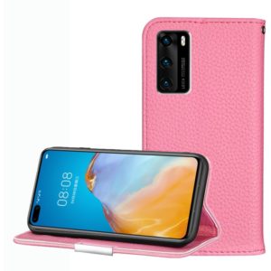 For Huawei P40 Litchi Texture Solid Color Horizontal Flip Leather Case with Bracket & Card Slots & Wallet & Lanyard(Pink) (OEM)