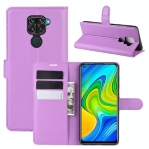For Xiaomi Redmi Note 9/10X 4G Litchi Texture Horizontal Flip Protective Case with Holder & Card Slots & Wallet(Purple) (OEM)