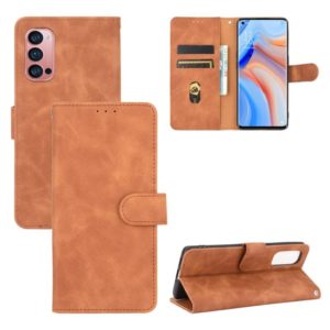 For OPPO Reno4 Pro 5G Solid Color Skin Feel Magnetic Buckle Horizontal Flip Calf Texture PU Leather Case with Holder & Card Slots & Wallet(Brown) (OEM)