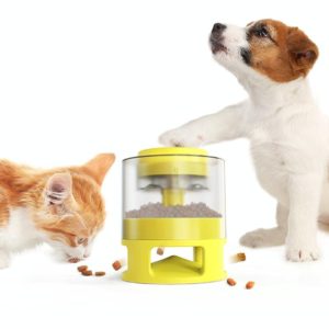 Dog Bowl Dog Toys Feeding Slow Food Catapult(Yellow) (OEM)