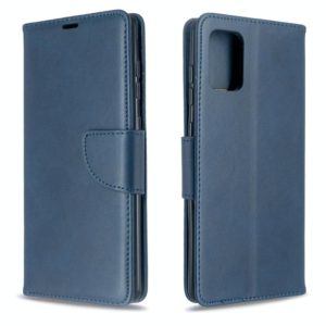 For Galaxy A71 Retro Lambskin Texture Pure Color Horizontal Flip PU Leather Case with Holder & Card Slots & Wallet & Lanyard(Blue) (OEM)