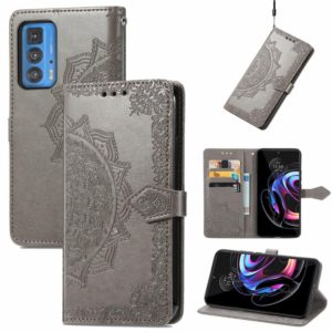 For Motorola Edge 20 Pro Mandala Embossing Pattern Horizontal Flip Leather Case with Holder & Card Slots & Wallet & Lanyard(Grey) (OEM)