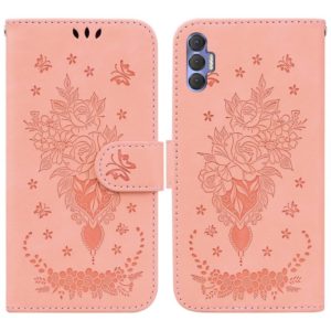 For Tecno Spark 8P Butterfly Rose Embossed Leather Phone Case(Pink) (OEM)