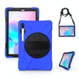 For Samsung Galaxy Tab S6 10.5 inch T860 / T865 Shockproof Colorful Silicone + PC Protective Case with Holder & Shoulder Strap & Hand Strap & Pen Slot(Blue) (OEM)