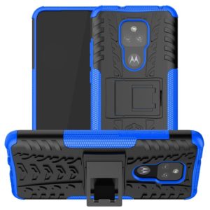 For Motorola Moto G Play (2021) Tire Texture Shockproof TPU+PC Protective Case with Holder(Blue) (OEM)