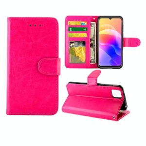 For Huawei Enjoy 20 Crazy Horse Texture Leather Horizontal Flip Protective Case with Holder & Card Slots & Wallet & Photo Frame(Magenta) (OEM)