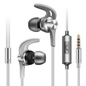 QKZ EQ1 CNC Metal Shark Fin Headphones Sports Music Headphones, Microphone Version (Silver) (QKZ) (OEM)
