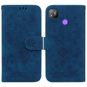 For Tecno Pop 4 Butterfly Rose Embossed Leather Phone Case(Blue) (OEM)