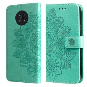 For Nokia G50 7-petal Flowers Embossed Flip Leather Phone Case with Holder & Card Slots(Green) (OEM)