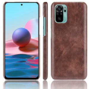 For Xiaomi Redmi Note 10 4G/Note 10S Shockproof Litchi Texture PC + PU Case(Brown) (OEM)