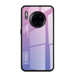 For Huawei Mate 30 Pro Gradient Color Glass Case(Light Purple) (OEM)
