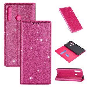 For Huawei P Smart+ 2019 Ultrathin Glitter Magnetic Horizontal Flip Leather Case with Holder & Card Slots(Rose Red) (OEM)